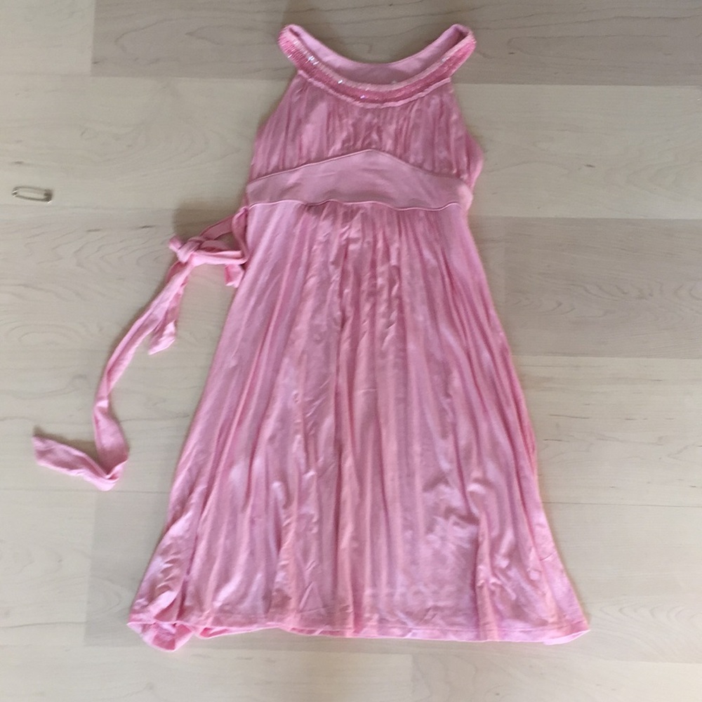 Girls pink L sequin dress new